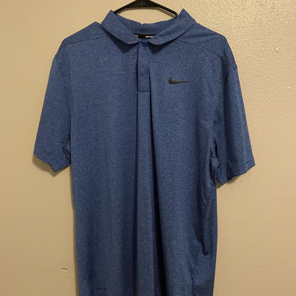 Blue striped Nike Sri-fit size large golf polo